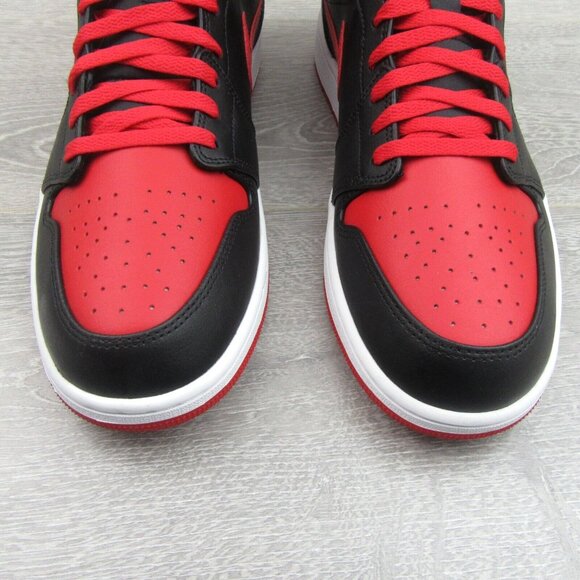 Air Jordan 1 Mid Alternate Bred Sneakers Men's Size 13 Black Red NEW - Picture 5 of 16